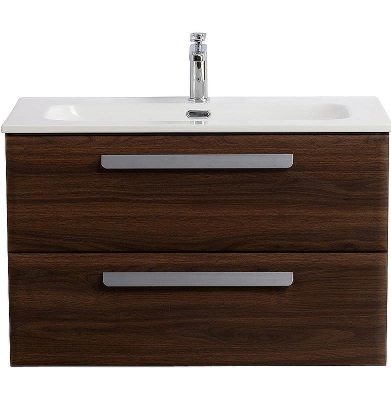 Тумба под раковину Cezares Eco-Cer-N 80 ECO-CER-N-800-2C-SO-NCS-P подвесная Орех шоколад Софт без ручек