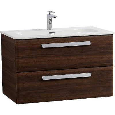 Тумба под раковину Cezares Eco-Cer-N 80 ECO-CER-N-800-2C-SO-NCS-P подвесная Орех шоколад Софт без ручек