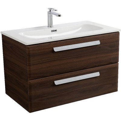 Тумба под раковину Cezares Eco-Cer-N 80 ECO-CER-N-800-2C-SO-NCS-P подвесная Орех шоколад Софт без ручек