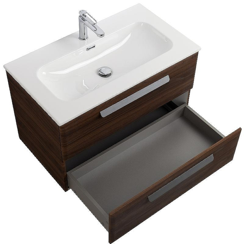 Тумба под раковину Cezares Eco-Cer-N 80 ECO-CER-N-800-2C-SO-NCS-P подвесная Орех шоколад Софт без ручек, купить, цена, заказать, магазин, доставка, скидка, промокод, купить, цена, заказать, магазин, доставка, скидка, промокод