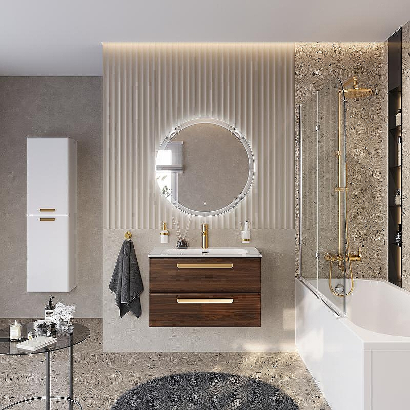 Тумба под раковину Cezares Eco-Cer-N 80 ECO-CER-N-800-2C-SO-NCS-P подвесная Орех шоколад Софт без ручек, купить, цена, заказать, магазин, доставка, скидка, промокод, купить, цена, заказать, магазин, доставка, скидка, промокод