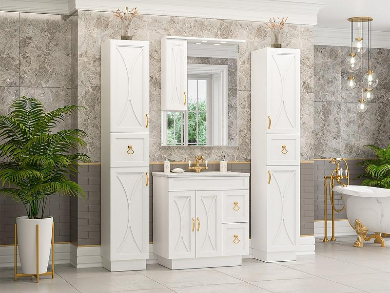 Зеркало Misty Амбра 80 L П-Амб0280-0322ЯЛ с подсветкой Белое матовое, купить, цена, заказать, магазин, доставка, скидка, промокод, купить, цена, заказать, магазин, доставка, скидка, промокод