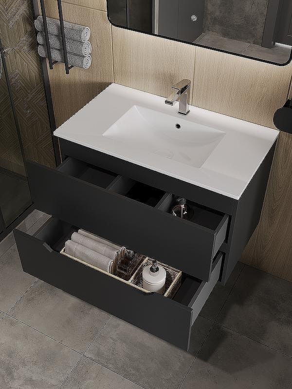 Тумба с раковиной Orange Li-80Tub+Ra подвесная Черная матовая, купить, цена, заказать, магазин, доставка, скидка, промокод, купить, цена, заказать, магазин, доставка, скидка, промокод