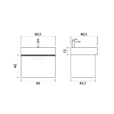 Тумба под раковину Creto Milano 60 5-1376CH подвесная Charleston