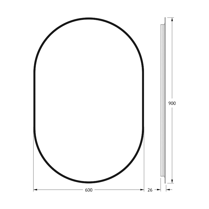 Зеркало Defesto Aura 60х90 DF 2935 с подсветкой 25W-3000K/Без выключателя/Теплый белый свет/Черная рама, купить, цена, заказать, магазин, доставка, скидка, промокод, купить, цена, заказать, магазин, доставка, скидка, промокод