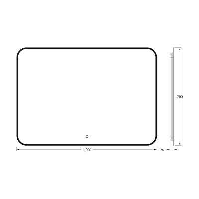 Зеркало Defesto Aura 100х70 DF 2979SH с подсветкой 32W-3000K/Сенсорный выключатель/Теплый белый свет/Черная рама