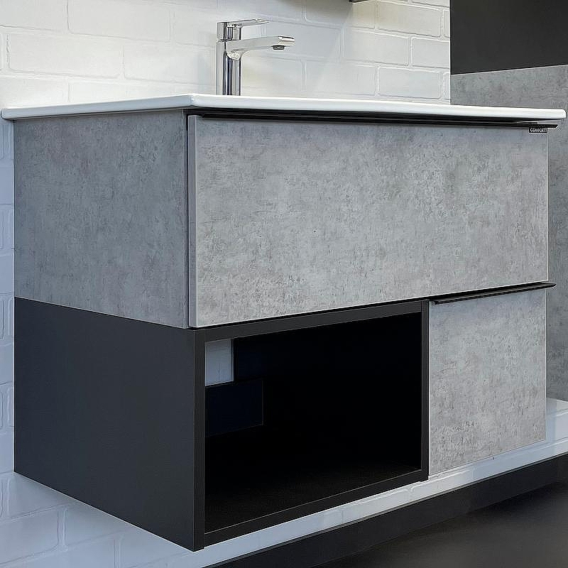 Тумба с раковиной Comforty Франкфурт 75 00-00011080 подвесная Бетон светлый, купить, цена, заказать, магазин, доставка, скидка, промокод, купить, цена, заказать, магазин, доставка, скидка, промокод