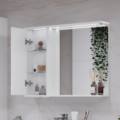 Зеркало со шкафом Volna Joli 80 L zsJOLI80.L-01 с подсветкой Белое