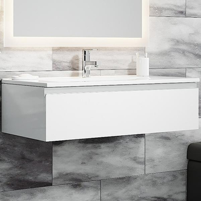 Тумба с раковиной SanVit Авеню-1 100 kavenu1100 в цвете Ral подвесная Белый глянец