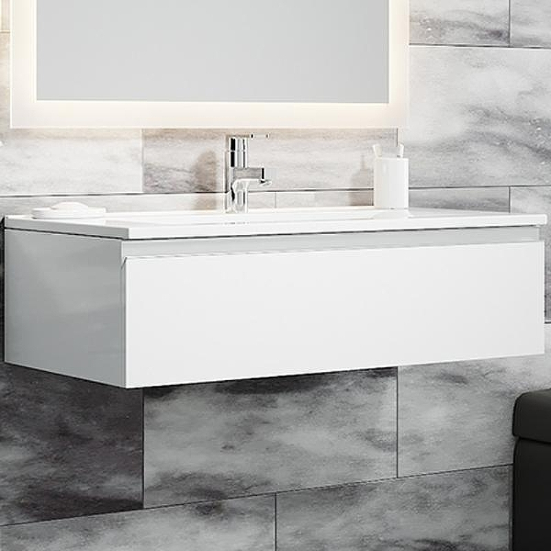 Тумба с раковиной SanVit Авеню-1 100 kavenu1100 в цвете Ral подвесная Белый глянец, купить, цена, заказать, магазин, доставка, скидка, промокод, купить, цена, заказать, магазин, доставка, скидка, промокод