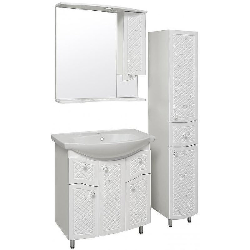 Зеркало со шкафом Runo Милано 75 R УТ000002098 с подсветкой Белое, купить, цена, заказать, магазин, доставка, скидка, промокод, купить, цена, заказать, магазин, доставка, скидка, промокод