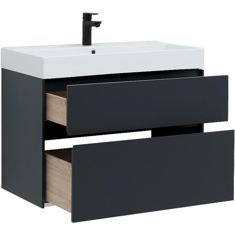 Тумба под раковину Aquanet Бруклин 85 310142 подвесная Антрацит матовый, купить, цена, заказать, магазин, доставка, скидка, промокод, купить, цена, заказать, магазин, доставка, скидка, промокод