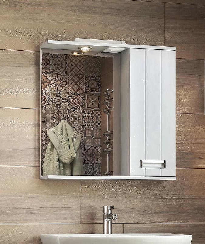 Зеркало со шкафом Vigo Diana 70 R z.DIA.70.R.El с подсветкой Белое, купить, цена, заказать, магазин, доставка, скидка, промокод, купить, цена, заказать, магазин, доставка, скидка, промокод