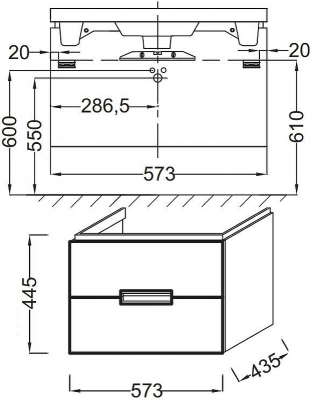 Тумба под раковину Jacob Delafon Reve 60 EB1134-G80 подвесная Светло-коричневая
