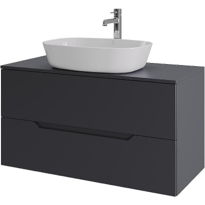 Тумба с раковиной Orange Line 100 Li-100TugMDF+B08-500W подвесная Графит матовый