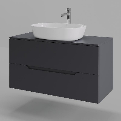 Тумба с раковиной Orange Line 100 Li-100TugMDF+B08-500W подвесная Графит матовый