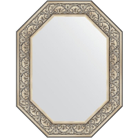 Зеркало Evoform Polygon 90х70 BY 7247 в багетной раме - Барокко серебро 106, купить, цена, заказать, магазин, доставка, скидка, промокод, купить, цена, заказать, магазин, доставка, скидка, промокод