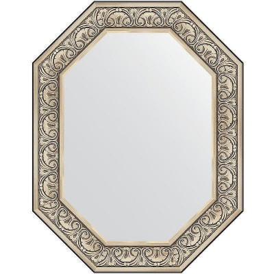 Зеркало Evoform Polygon 90х70 BY 7247 в багетной раме - Барокко серебро 106