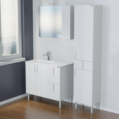 Зеркало со шкафом СанТа Вега 90 700453 с подсветкой Белый