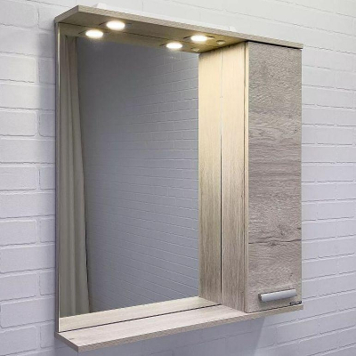 Зеркало со шкафом Comforty Марио 75 00-00016020 с подсветкой Дуб дымчатый