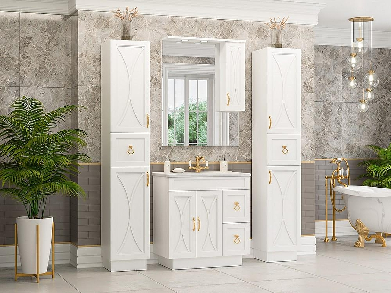 Зеркало Misty Амбра 80 R П-Амб0280-0322ЯП с подсветкой Белое матовое, купить, цена, заказать, магазин, доставка, скидка, промокод, купить, цена, заказать, магазин, доставка, скидка, промокод