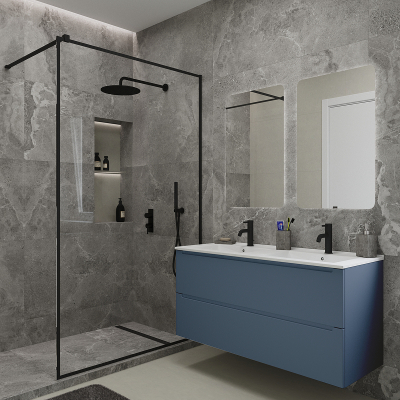 Тумба под раковину ЗОВ Дион 120 D120S подвесная цвет Серо-синий