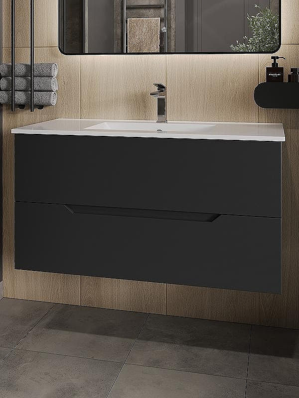 Тумба с раковиной Orange Li-100Tub+Ra подвесная Черная матовая, купить, цена, заказать, магазин, доставка, скидка, промокод, купить, цена, заказать, магазин, доставка, скидка, промокод