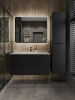 Тумба с раковиной Orange Li-100Tub+Ra подвесная Черная матовая