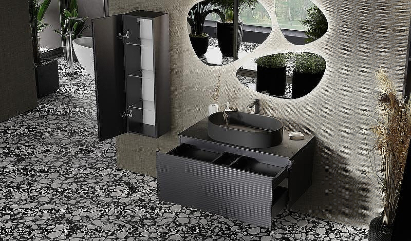 Тумба под раковину Jorno Stone 100 Stn.01.100/P/A/JR подвесная Антрацит, купить, цена, заказать, магазин, доставка, скидка, промокод, купить, цена, заказать, магазин, доставка, скидка, промокод