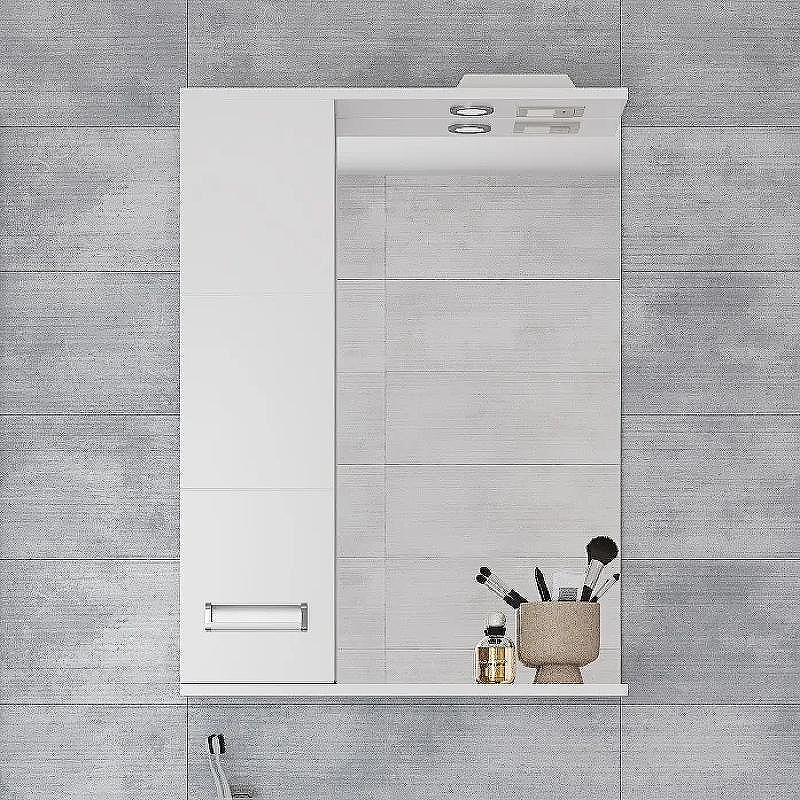 Зеркало со шкафом DIWO Дмитров 60 L СО-Дм04060-011Л с подсветкой Белое, купить, цена, заказать, магазин, доставка, скидка, промокод, купить, цена, заказать, магазин, доставка, скидка, промокод