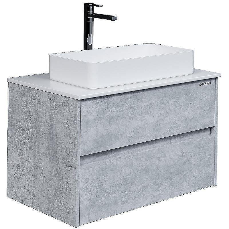Тумба под раковину Grossman Эдванс 80 108010 подвесная Цемент светлый, купить, цена, заказать, магазин, доставка, скидка, промокод, купить, цена, заказать, магазин, доставка, скидка, промокод
