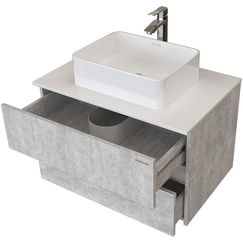 Тумба под раковину Grossman Эдванс 80 108010 подвесная Цемент светлый, купить, цена, заказать, магазин, доставка, скидка, промокод, купить, цена, заказать, магазин, доставка, скидка, промокод