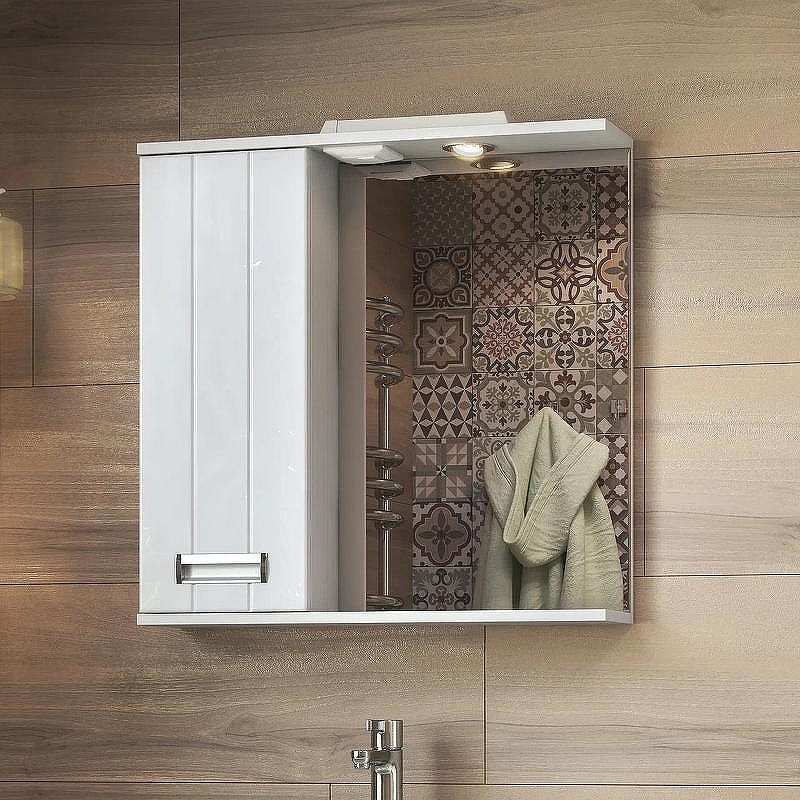 Зеркало со шкафом Vigo Diana 70 L z.DIA.70.L.El с подсветкой Белое, купить, цена, заказать, магазин, доставка, скидка, промокод, купить, цена, заказать, магазин, доставка, скидка, промокод