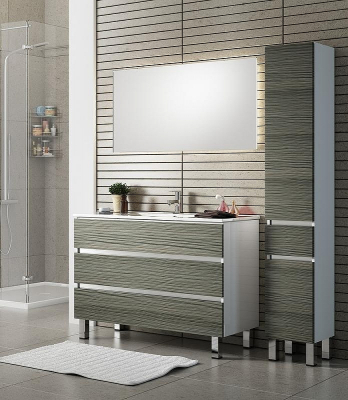 Тумба с раковиной SanVit Кубэ-3 70 kkube3070 с фактурой под дерево Зебрано