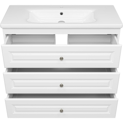 Тумба с раковиной Misty Ларго 100 УТ000023207 Белая матовая