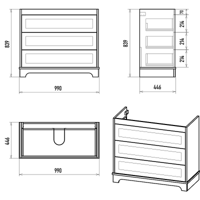 Тумба с раковиной Misty Ларго 100 УТ000023207 Белая матовая