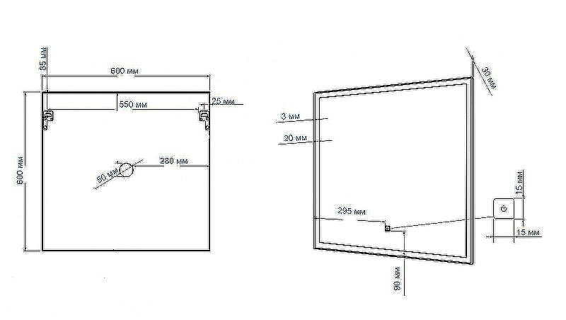 Зеркало Art&Max Monza AM-Mon-600-600-DS-F с подсветкой с сенсорным выключателем, купить, цена, заказать, магазин, доставка, скидка, промокод, купить, цена, заказать, магазин, доставка, скидка, промокод