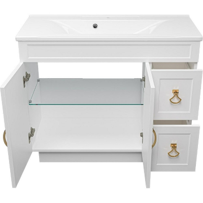 Тумба с раковиной Misty Амбра 100 УТ000009822 Белая матовая