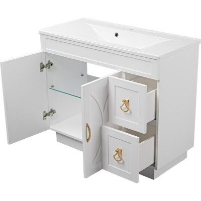 Тумба с раковиной Misty Амбра 100 УТ000009822 Белая матовая