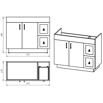 Тумба с раковиной Misty Амбра 100 УТ000009822 Белая матовая