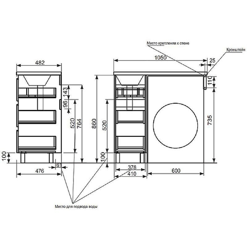 Тумба с раковиной Эстет Dallas Luxe 105 R ФР-00009669 Белая, купить, цена, заказать, магазин, доставка, скидка, промокод, купить, цена, заказать, магазин, доставка, скидка, промокод