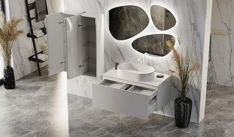 Тумба под раковину Jorno Stone 100 Stn.01.100/P/W/JR подвесная Белая, купить, цена, заказать, магазин, доставка, скидка, промокод, купить, цена, заказать, магазин, доставка, скидка, промокод