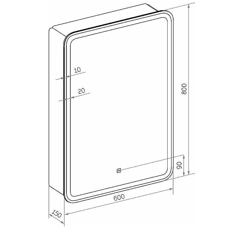 Зеркальный шкаф Sintesi Corso 60 SIN-SPEC-CORSO-60 с подсветкой Белый с сенсорным выключателем, купить, цена, заказать, магазин, доставка, скидка, промокод, купить, цена, заказать, магазин, доставка, скидка, промокод