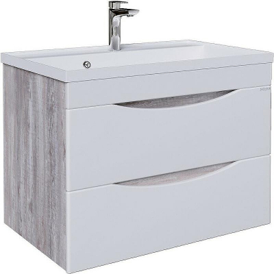 Тумба под раковину Grossman Талис 80 108014 подвесная Бетон пайн Белый глянец