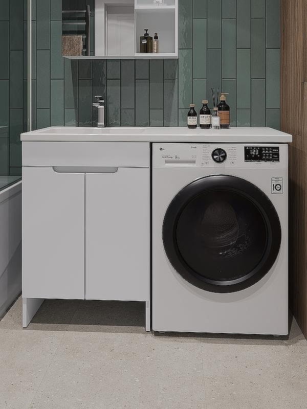 Тумба с раковиной Orange Sistema 120 L STD-120TUW+RAL Белая глянцевая, купить, цена, заказать, магазин, доставка, скидка, промокод, купить, цена, заказать, магазин, доставка, скидка, промокод