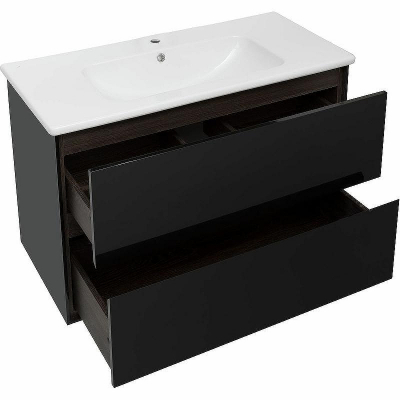 Тумба под раковину Aquanet Милан 100 269299 подвесная Черный глянец