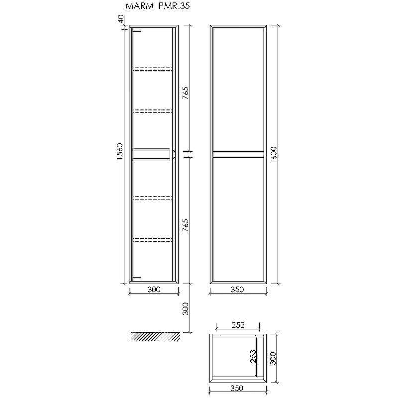 Шкаф пенал Sancos Marmi 1.0 35 PMR35ECH подвесной Дуб чарльстон, купить, цена, заказать, магазин, доставка, скидка, промокод, купить, цена, заказать, магазин, доставка, скидка, промокод