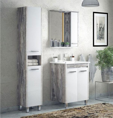 Зеркало со шкафом Corozo Лорена 65 SD-00000294 с подсветкой Антик Белое