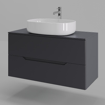 Тумба с раковиной Orange Line 100 Li-100TugMDF+B04-600W подвесная Графит матовый