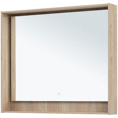 Зеркало Aquanet Милан 100 336406 с подсветкой Дуб светлый с сенсорным выключателем